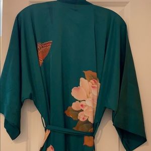 Silk robe with flowers and butterflies